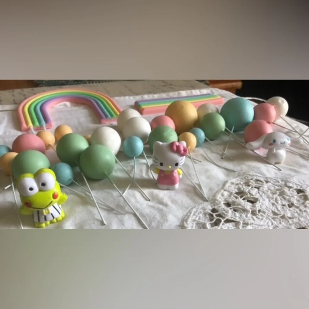 Hello Kitty Keriopi Cinnamoroll Birthday Cake Topper Star Rainbow Set